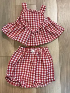 cottoli バースデイ　赤　ギンガムチェック ハートセットアップ