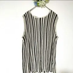 【SPIRALGIRL】ノースリーブニット（F）ストライプ モノトーン 薄手