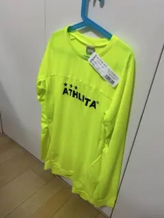 ATHLETA 蛍光イエロー シャツ 160 サッカーウェア　Ｔシャツ