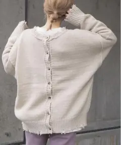 [tiptop] 前後2wayニットカーディガン　ゆったり　ミックス