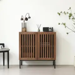 ニトリ限定品ジャパンディ北欧間仕切りシェルフ80 (NA)ルーバー引戸
