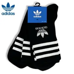 新品 3足組 adidas アディダス L ブラック 黒 ソックス ミッドカット