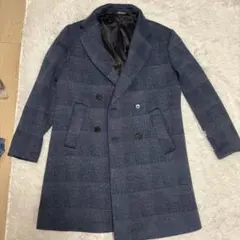 ZARA ザラ チェスターコート グレンチェック ネイビー Mサイズ
