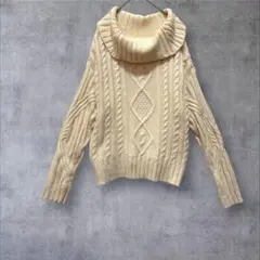 【オウイフ】タートルネック ケーブルニットセーター アイボリー 38