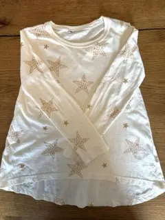 ホワイト 星柄 長袖カットソー