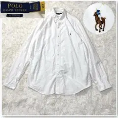 極美品 ポロラルフローレン オックスフォードシャツ 白 180 L 近年モデル