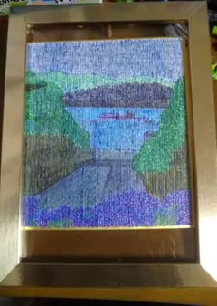 一点物 原画 夏 紫陽花坂と汽笛 ミニ色紙