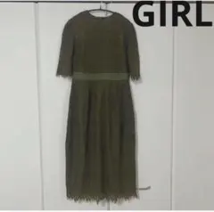 GIRL Mサイズ カーキ　レース　ワンピース