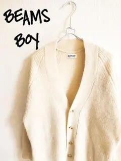 新品 BEAMS BOY 手編み 花柄 刺繍 マフラー ペルーニット ホワイト