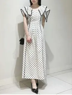 ANDREA&CO ドットベルテッドシャツワンピース - メルカリ