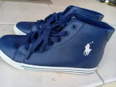 POLO ネイビー ハイカットスニーカー