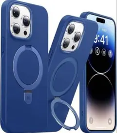 新品 CASEKOO MagSafe 14ProMax スタンドケース ブルー