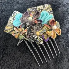 和風花飾り付き髪飾り