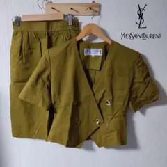 イヴサンローラン スカートスーツ上下 セットアップ 赤 レッド 金ボタン バブル SAINT LAURENT - 美品 Vintage イヴサンローラン Yves Saint