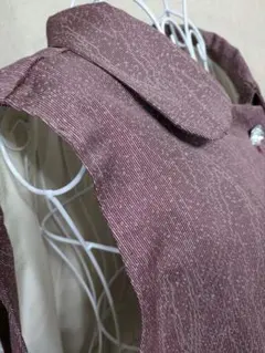 紫色 ストライプ 半袖シャツ風ベスト