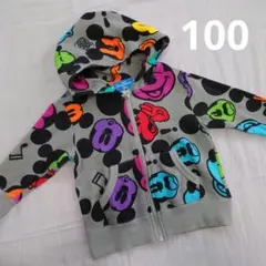 ディズニーリゾート ミッキー 総柄 カラフル パーカー 100