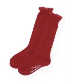新品未使用petit main 赤いフリル付きベビー靴下 SS(11〜13㎝)