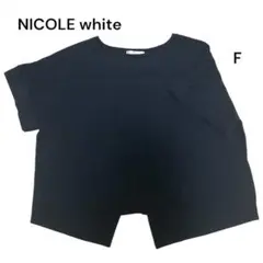 NICOLEwhiteバックスリット半袖カットソーTシャツ綿100%コットンFのサムネイル