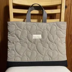 グレーベージュ トートバッグ レッスンバッグ キルト ハート