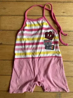 BABY DOLL ストライプ　ロンパース ピンク