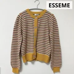 【美品】ESSEME　エシーム　ボーダーカーディガン　かぎ編み　イオンスタイル