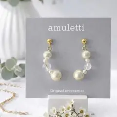 春ピアス・イヤリング/コットンパール/ハンドメイド/イヤリング/チタン/軽量