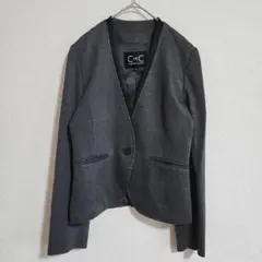 【CDEC】（S）パイピングノーカラージャケット/Vネックカジュアルジャケット