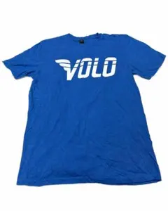 VOLO Tシャツ M ブルー 青 ロゴ 両面プリント 古着