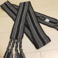 希少PLEATS PLEASE ケーブルニット転写 プリーツストール フリンジ