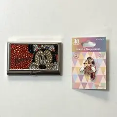 【新品】ミニーマウス 名刺入れ＆ピンバッジセット