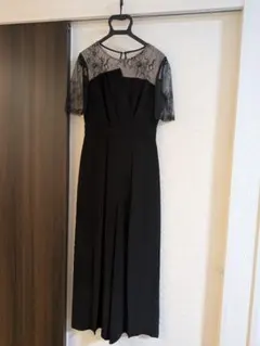 ブラックレース袖　パーティーパンツドレス