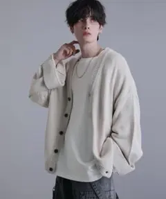 美品 LILL ルーズシルエットロールアップボリュームスリーブカーディガン