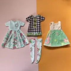 ドール服 リカちゃん ブライスサイズ 4点セット アウトフィット ハンドメイド