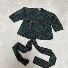 ♦︎新品同様♦︎イヴ・サンローラン♦︎ペイズリー柄長袖トップス♦︎ウエストリボン付き