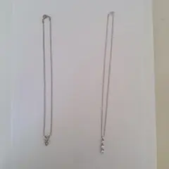 【美品】シルバー ネックレス 2点セット（ハート＆3ストーン）