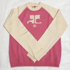 courreges クレージュ21ロゴニット ピンク×ホワイトのサムネイル