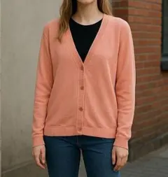 美品 a.v.v アーヴェヴェ カーディガン Vネック ニット M ピンク 長袖