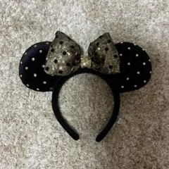 ディズニー ミニーマウス カチューシャ 黒 ゴールド