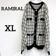 美品✨RAMIRAL カーディガン チェック柄 ブラック ニット【XL】セーター