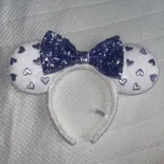 ミニー カチューシャ （ホワイト・パープル、スパンコール）
