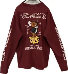 ＊VANSON×トムとジェリー チーズ 刺繍 長袖Tシャツ トップス XL