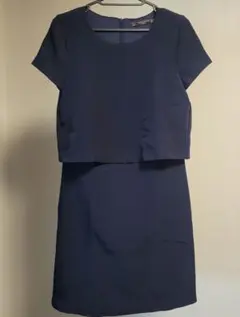 値下 ZARAネイビー 半袖 ひざ丈ワンピース