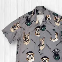 希少✨Schott ショット 半袖シャツ ブルドッグ レーヨン 総柄 グレー Lのサムネイル
