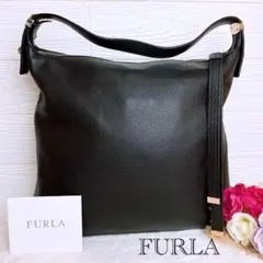 極美品☆FURLAフルラ ショルダーバッグ レザー ブラック 肩掛け A4収納