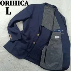 希少✨ORIHICA テーラードジャケット 紺ブレ 金ボタン 背抜き L