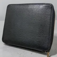 ILBISONTE イルビゾンテ 牛革 ラウンドファスナー 黒 シボ革 ジップ