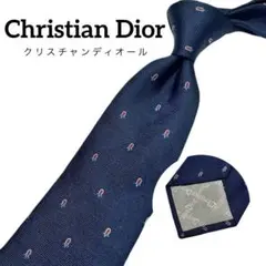 【美品】✨Christian Dior✨ドットネクタイ✩シルク100％✩ネイビー