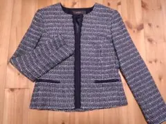美品 Reflect 9号ノーカラージャケット ネイビー