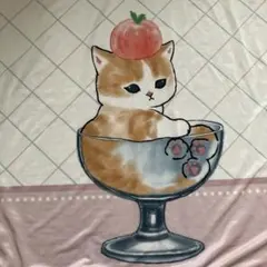 モフサンド　冷感ミニブランケット　膝掛け　桃ピーチパフェ猫ねこネコ　肉球