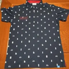 adidas golf ネイビー パターン柄 ポロシャツ　Lサイズ